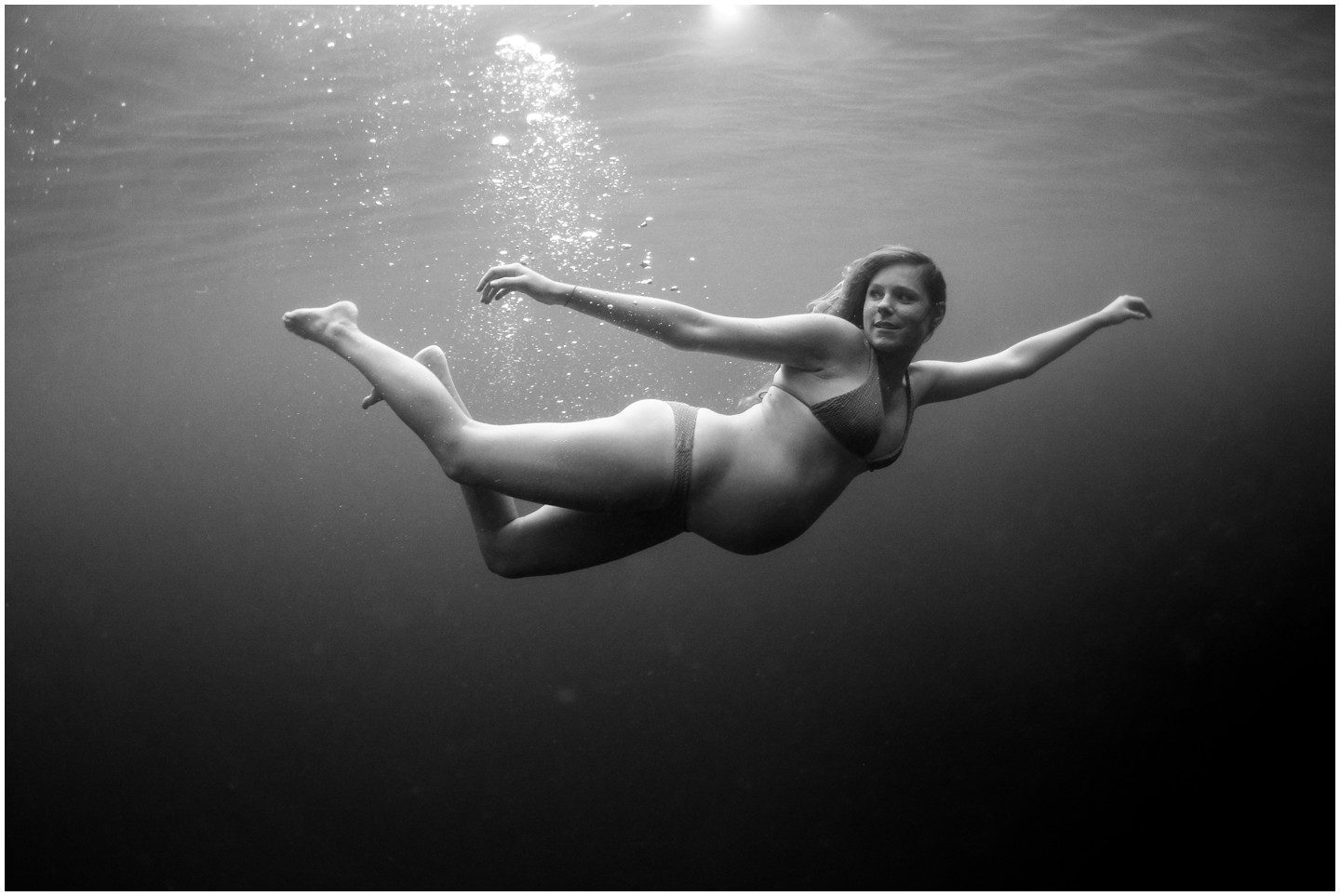 Fiji Underwater Maternity in B&W