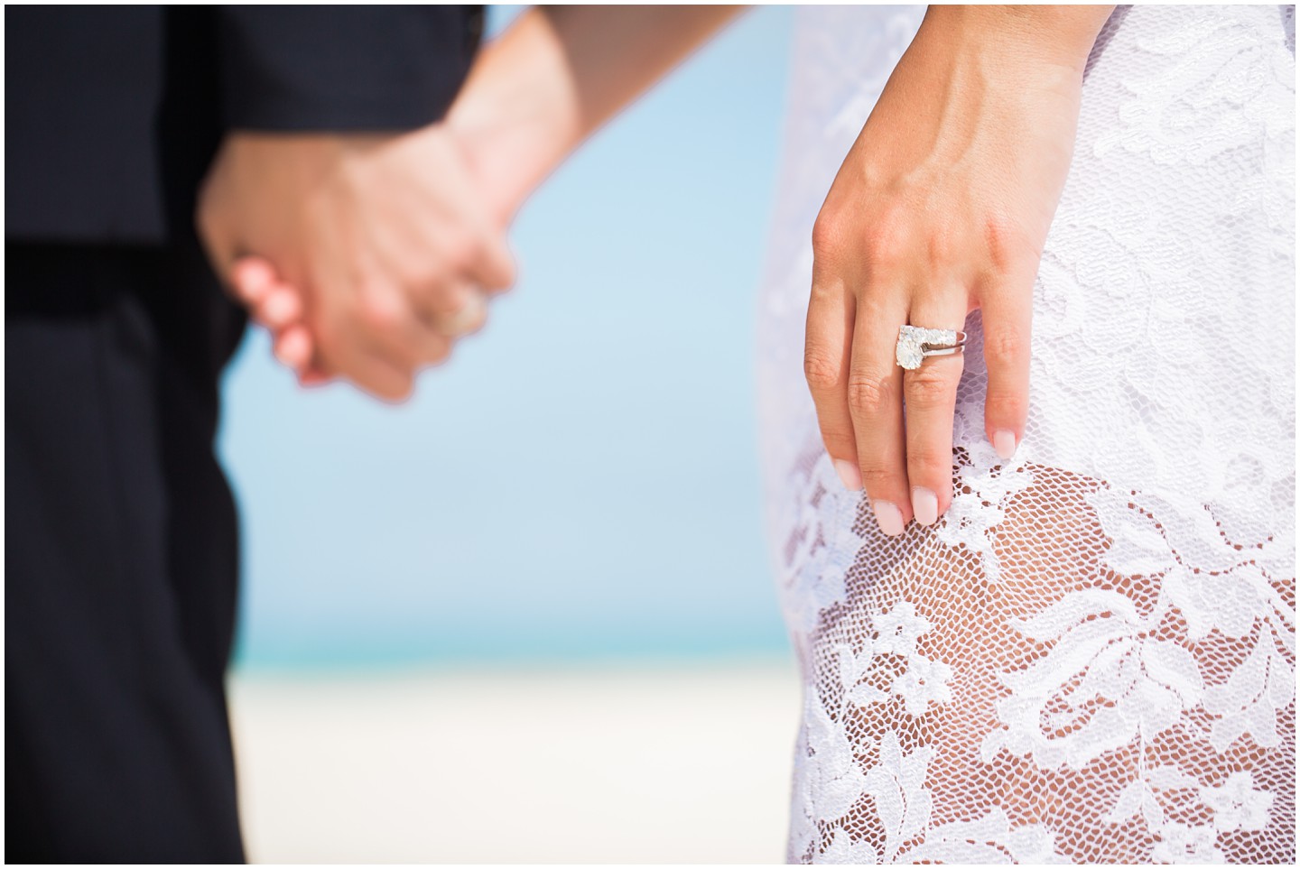 Wedding ring on the beach in Fiji