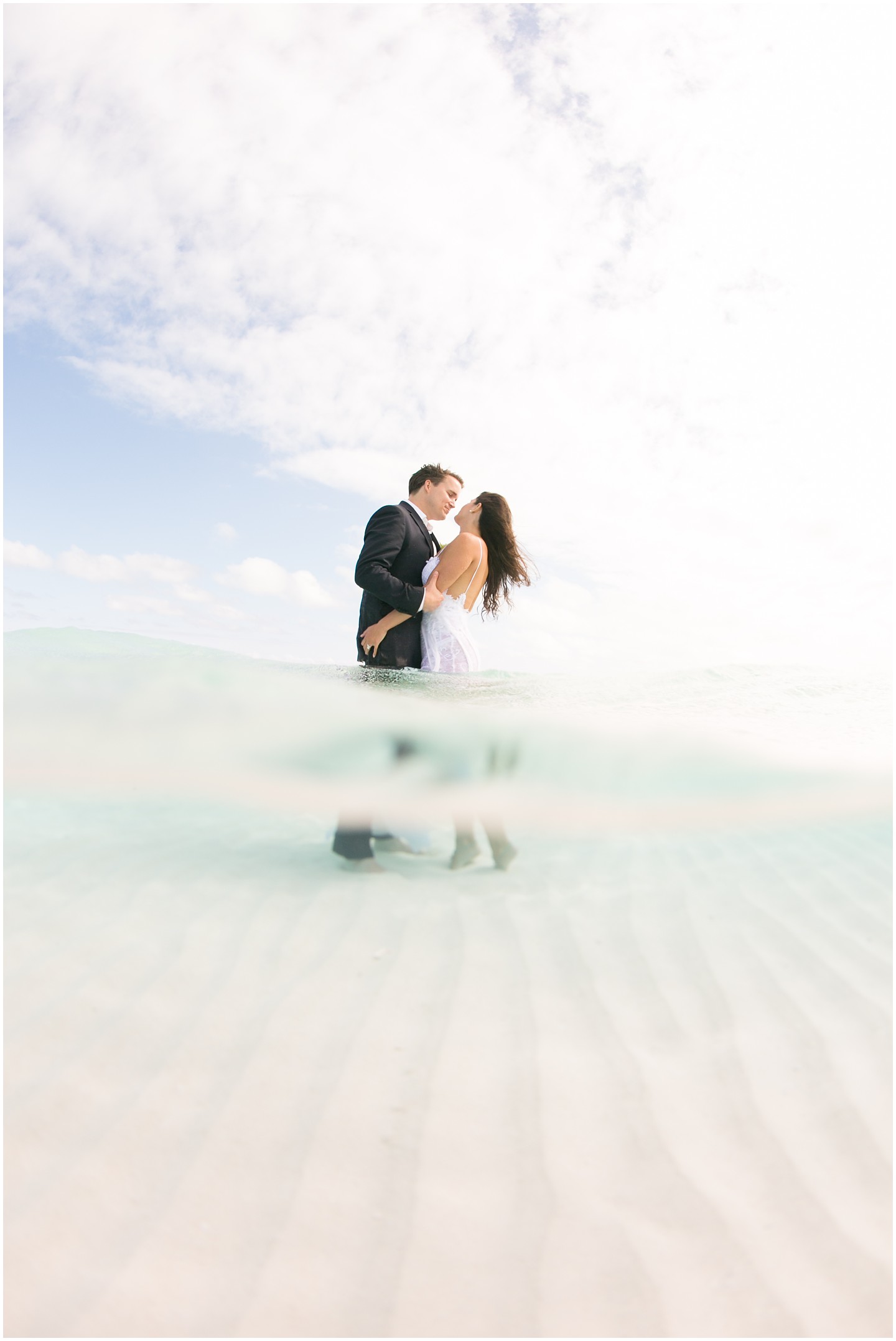 Bride & Groom in the water Fiji