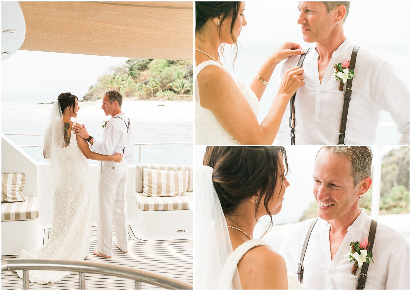 Fiji Yacht Wedding couple Finishing touches