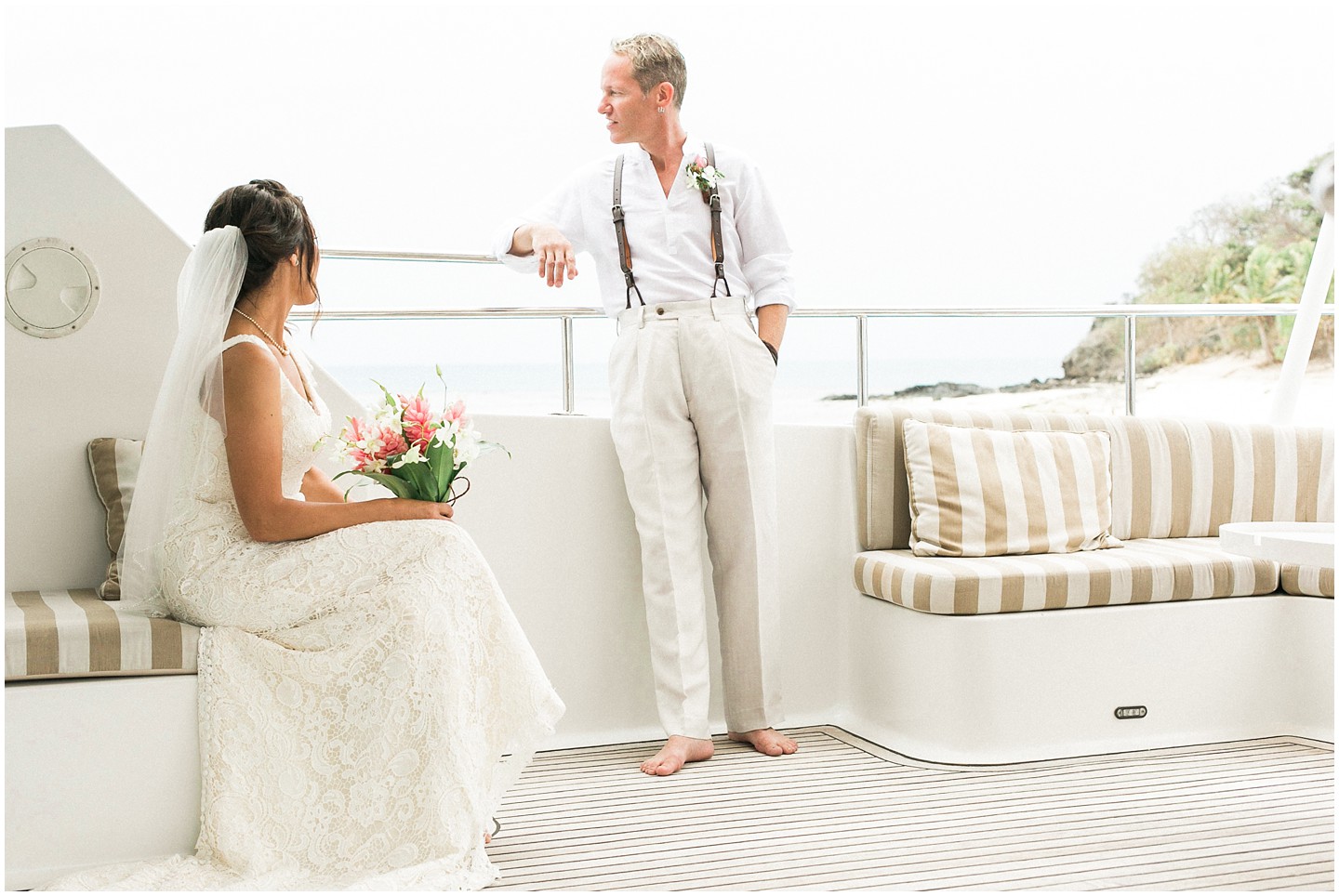 Fiji Wedding Couple on Yacht