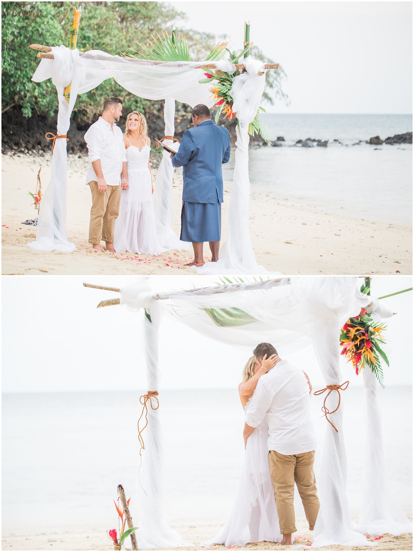 Royal Davui Elopement Ceremony First Kiss