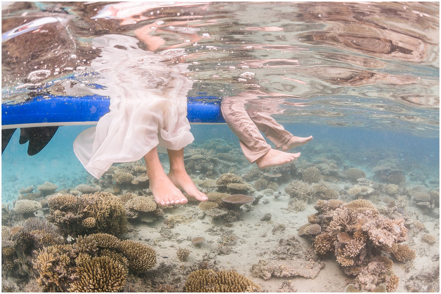 Fiji Underwater Portrait Session Bride & Groom's feet