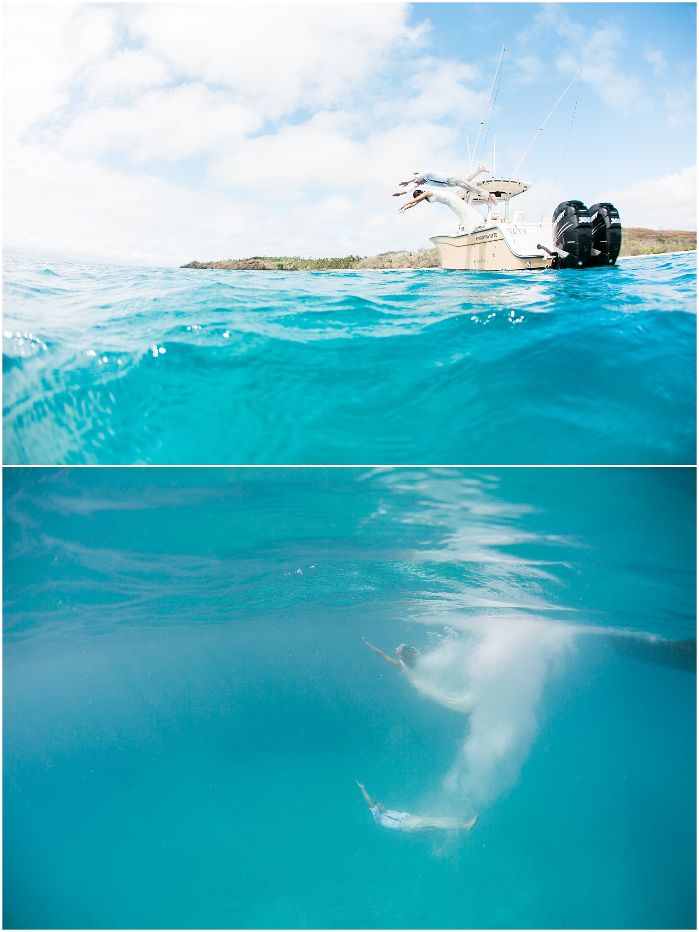 Turtle Island Honeymoon Underwater Portrait Session
