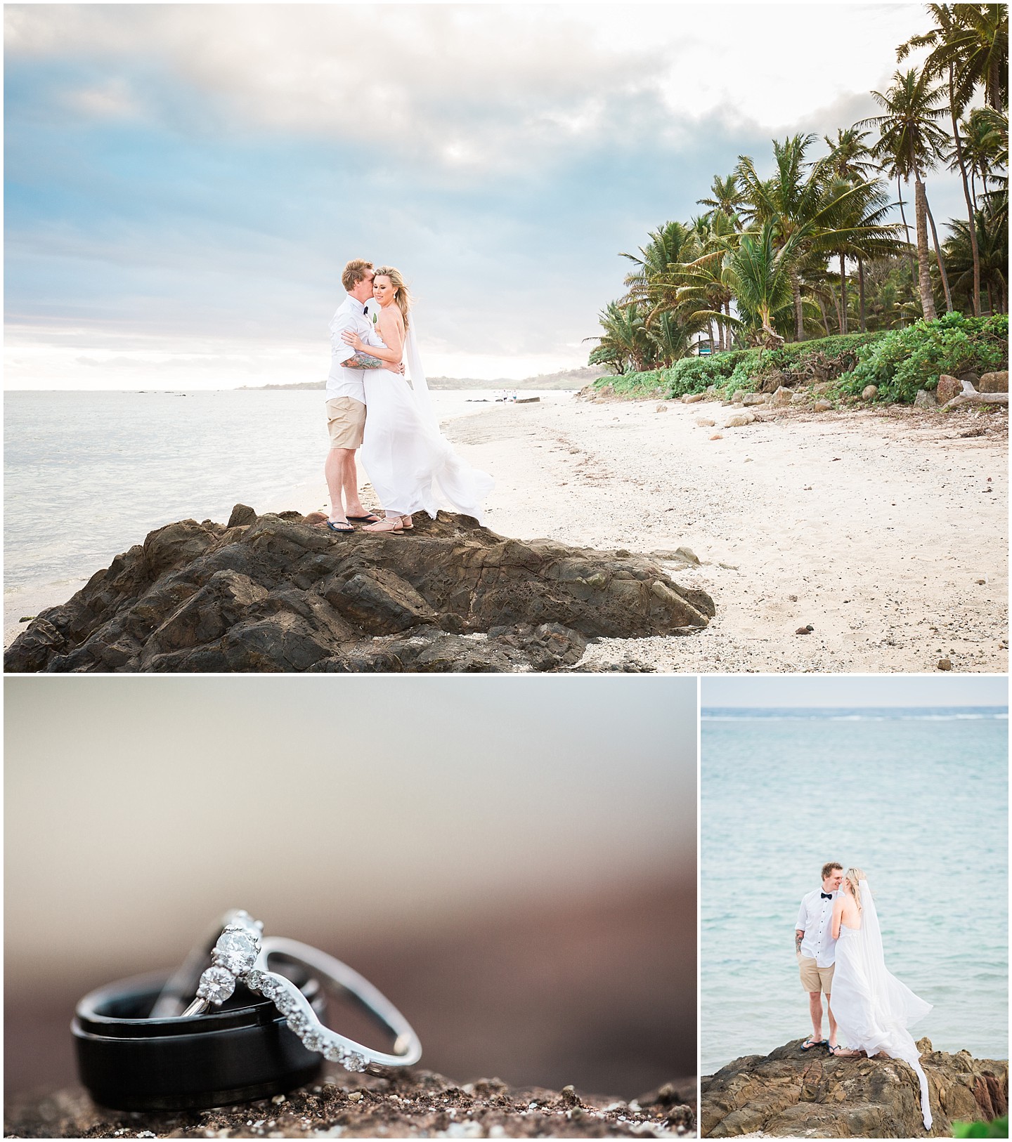 Outrigger Fiji Wedding bride and groom beach portraits